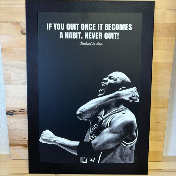 Michael Jordan Black Metal Displate Framed Photo Quote 18”x13” - Picture 1 of 4